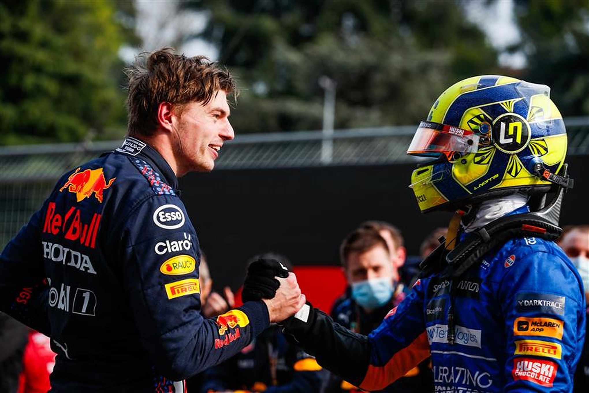 Lando Norris and Max Verstappen at Imola in 2021 - Formula1news.co.uk