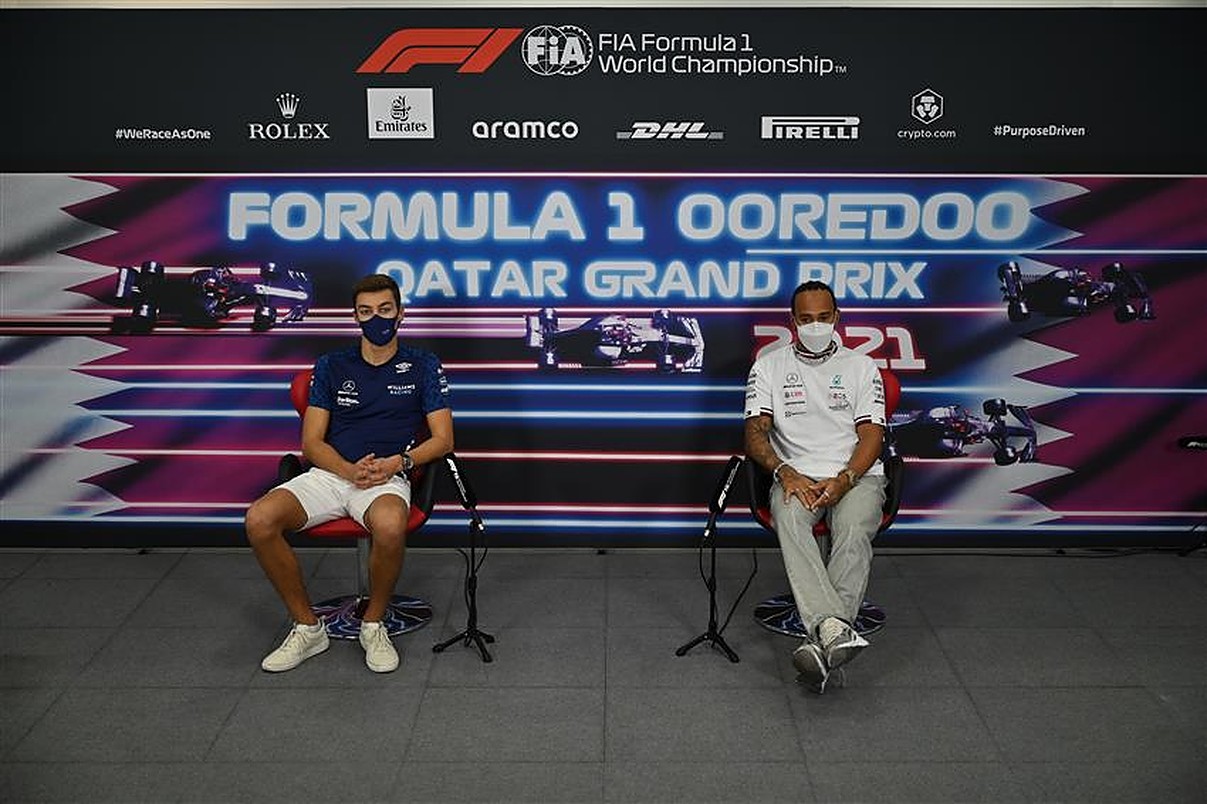 Lewis Hamilton and George Russell in Qatar.v1
