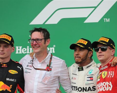 Kimi Raikkonen, Max Verstappen and Lewis Hamilton in 2018.v1