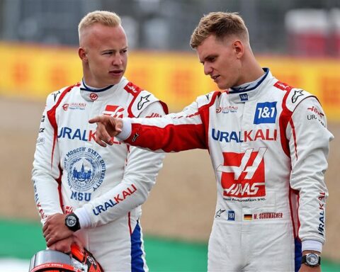 Nikita Mazepin and Mick Schumacher at the 2021 British GP.v1