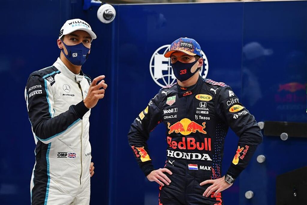 George Russell and Max Verstappen in 2021.v1