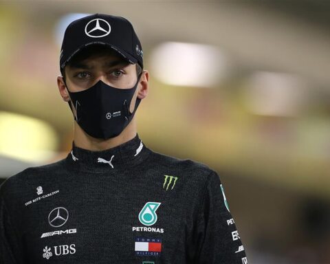 George Russell at the 2020 Sakhir GP with Mercedes.v1