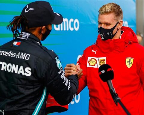 Lewis Hamilton and Mick Schumacher at 2020 German GP.v1