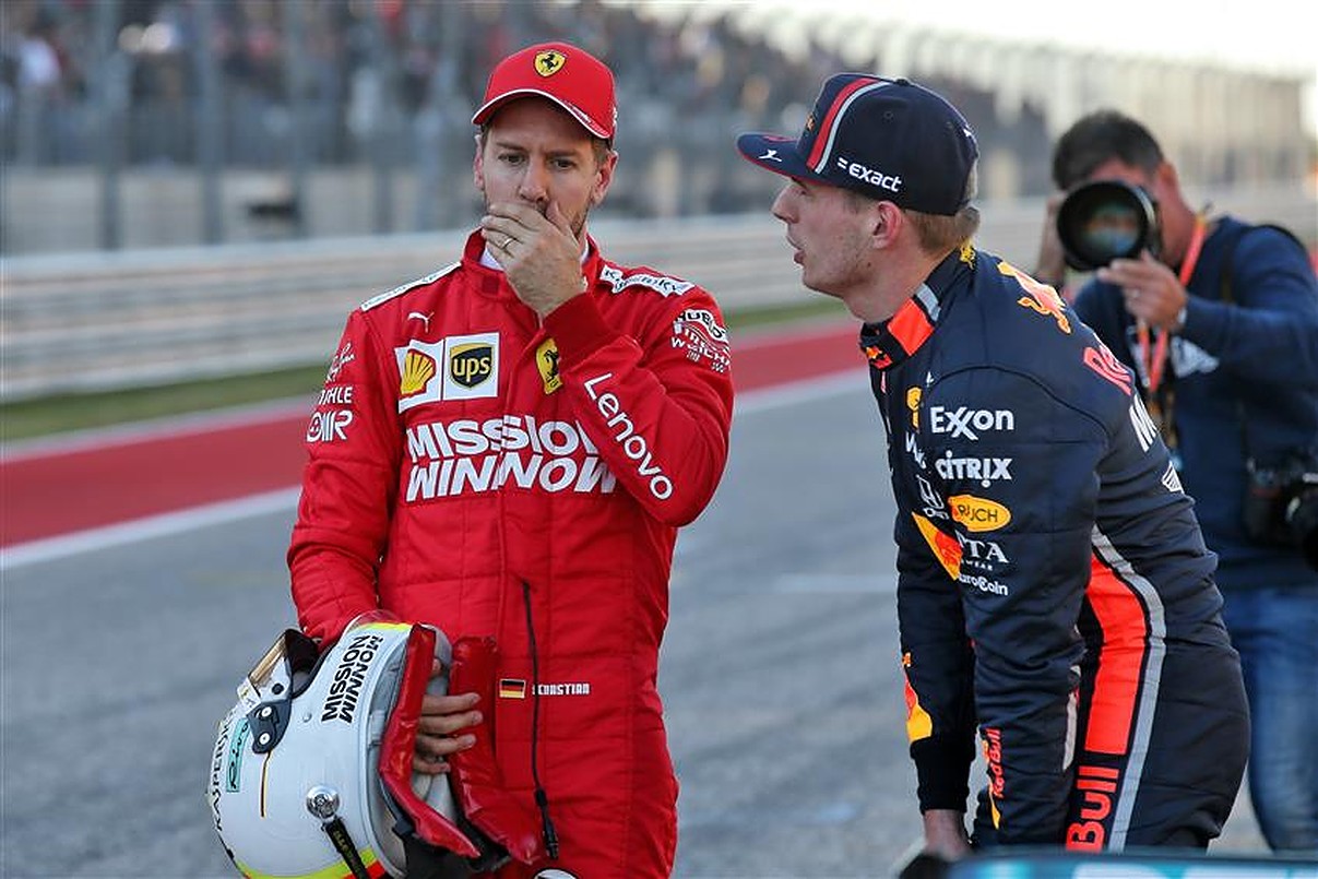 Max Verstappen and Sebastian Vettel at the US Grand Prix.v1
