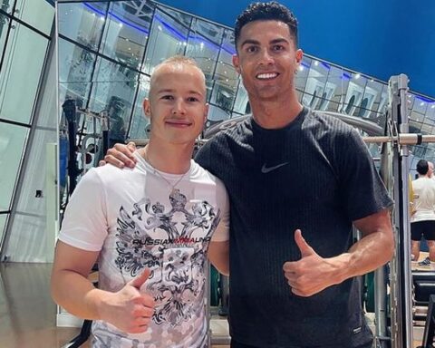 Nikita Mazepin and Cristiano Ronaldo train together.v1
