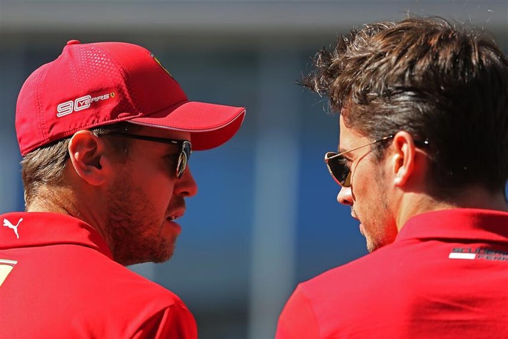 Sebastian Vettel and Charles Leclerc with Ferrari at 2019 Russian Grand Prix.v1