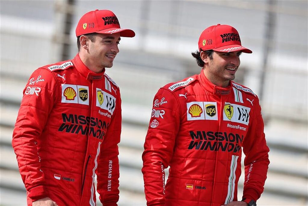 Charles Leclerc and Carlos Sainz at Ferrari in 2021.v1